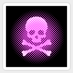 Neon Pink Skull and Crossbones Creepy Gothic Scary Fun Modern Art Magnet